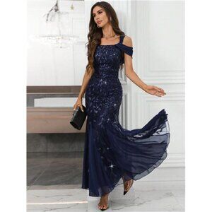 Long Sequin Mermaid Evening Dress, Formal Party Gown, Wedding Event